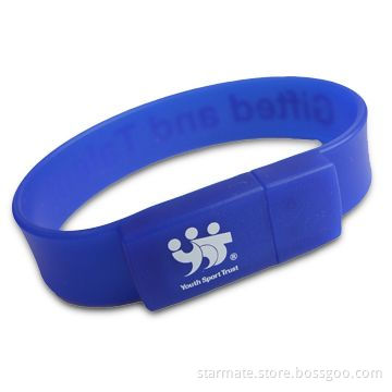 Silicone Bracelet USB Flash Drive, Any Colors are Available, Can Print Logos and Full Capacity